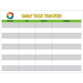 Visual Workplace Non-Magnetic Dry Erase Overlay Kaizen Daily Task Tracker 48"W x 36"H 