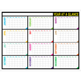 Visual Workplace Non-Magnetic Dry Erase Overlay Year At A Glance 48"W x 36"H 