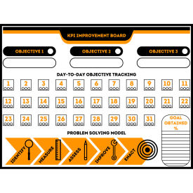 Visual Workplace Non-Magnetic Dry Erase Overlay KPI Yellow Arrows 48"W x 36"H 
