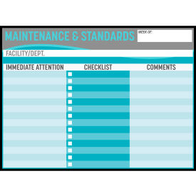 Visual Workplace Non-Magnetic Dry Erase Overlay Maintenance & Standards 48"W x 36"H 