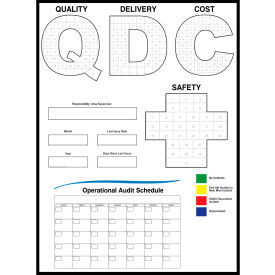 Visual Workplace Non-Magnetic Dry Erase Overlay Quality Delivery Cost Safety Board 36"W x 48"H 