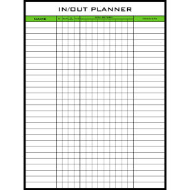 Visual Workplace Non-Magnetic Dry Erase Overlay In/Out Planner 36"W x 48"H view 2