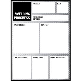 Visual Workplace Non-Magnetic Dry Erase Overlay Welding Progress 36"W x 48"H 