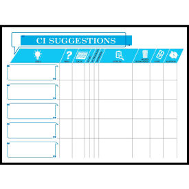 Visual Workplace Non-Magnetic Dry Erase Overlay Continuous Improvement Suggestions Board 72"W x 48"H 