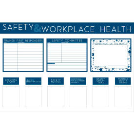Visual Workplace Non-Magnetic Dry Erase Overlay Safety & Workplace Health 72"W x 48"H 