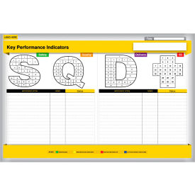Visual Workplace Non-Magnetic Dry Erase Overlay KPI - SQD5S 72"W x 48"H 