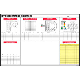 Visual Workplace Non-Magnetic Dry Erase Overlay KPI Grid Sections 72"W x 48"H 