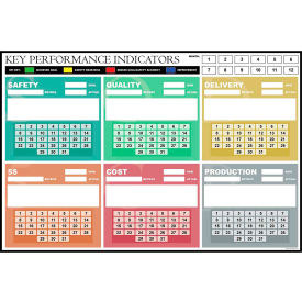 Visual Workplace Non-Magnetic Dry Erase Overlay KPI SQD5CP Boxes 72"W x 48"H 