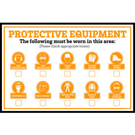 Visual Workplace Magnetic Dry Erase Board Protective Equipment Check Boxes 1/8" Thick 36"W x 24"H 