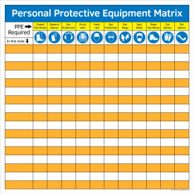 Magnetic Dry Erase Board PPE Matrix, 1/8" Thick, 36"W x 36"H view 2