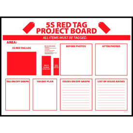 Visual Workplace Magnetic Dry Erase Board 5S Red Tag Project Board 1/8" Thick 48"W x 36"H 