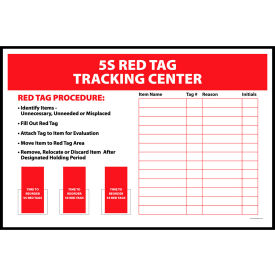Visual Workplace Magnetic Dry Erase Board 5S Red Tag Tracking Center 1/8" Thick 48"W x 36"H 