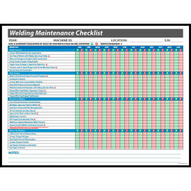 Visual Workplace Magnetic Dry Erase Board Welding Maintenance Checklist 1/8" Thick 48"W x 36"H 