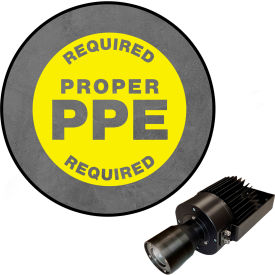 Visual Workplace® Virtual LED Projector Safety Sign (W) EXT Proper PPE Required 50W Yellow 