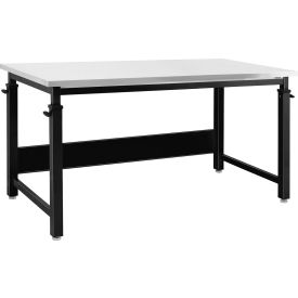 BenchPro Cleveland Adj Height Workbench w/ Stainless Steel Square Edge Top 36"W x 24"D Black 