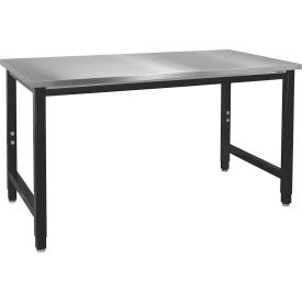 BenchPro Kennedy Adj. Height Workbench w/ Stainless Steel Square Edge Top 117"W x 45"D Black 