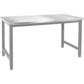 BenchPro Kennedy Adj. Height Workbench w/ Stainless Steel Square Edge Top 117"W x 45"D Gray 