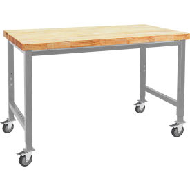BenchPro Kennedy Mobile Workbench 120 x 24" Maple Butcher Block Top Gray 