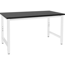 BenchPro Kennedy Adjustable Height Lab Bench 1" Phenolic Resin Top 60" x 24" White 