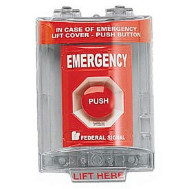 Push Station With Sounder And Cover, Emergency, Red