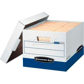Fellowes Manufacturing 7243 Fellowes R-Kive® Letter/Legal Storage Boxes, 15"L x 12"W x 10"H, White & Blue image.
