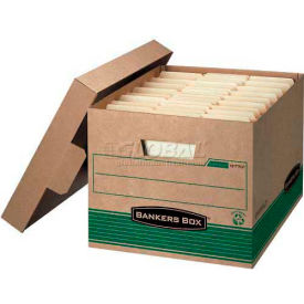 Fellowes Manufacturing 12770 Fellowes Recycled Stor/File™ Letter/Legal Storage Boxes, 15L x 12"W x 10"H, Kraft & Green image.