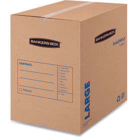 Bankers Box® SmoothMove Basic Large Moving Boxes 18"L x 18"W x 24"H Kraft/Blue 15/Pack