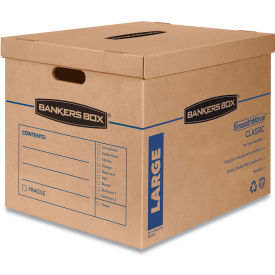 Bankers Box® SmoothMove Basic Large Moving Boxes 21"L x 17"W x 17"H Kraft/Blue. Pack of 5