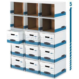 Fellowes Manufacturing 162601 Fellowes Bankers Letter/Legal Box File/Cube Box Shell, 15"L x 12"W x 10"H, White & Blue image.
