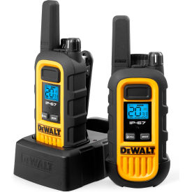 Heavy-Duty Jobsite FRS Walkie Talkie, Analog, 1 Watt, 22 Channels, Yellow/Black, 2/Pack view 2