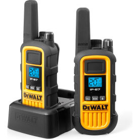 Heavy-Duty Jobsite FRS Walkie Talkie, Analog, 2 Watt, 22 Channels, Yellow/Black, 2/Pack view 2