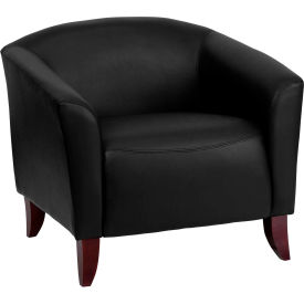 Global Industrial 111-1-BK-GG Leather Reception Chair - Black - Hercules Imperial Series image.