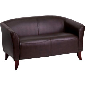 Global Industrial 111-2-BN-GG Leather Reception Loveseat - Brown - Hercules Imperial Series image.