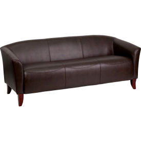 Global Industrial 111-3-BN-GG Leather Reception Sofa - Brown - Hercules Imperial Series image.