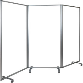 Flash Furniture 3 Panel Transparent Acrylic Mobile Partition with Lockable Casters-106-1/2
