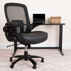Global Industrial BT-20180-LEA-GG Flash Furniture Big & Tall Mesh Executive Ergonomic Office Chair with Adjustable Lumbar - Black image.