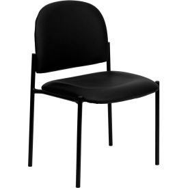 Global Industrial BT-515-1-VINYL-GG Flash Furniture Comfort Stackable Side Reception Chair - Vinyl - Black image.