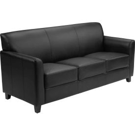 Global Industrial BT-827-3-BK-GG Leather Guest Sofa - Black - Hercules Diplomat Series image.