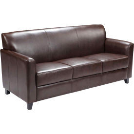 Global Industrial BT-827-3-BN-GG Leather Guest Sofa - Brown - Hercules Diplomat Series image.