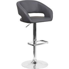 Global Industrial CH-122070-GY-GG Flash Furniture Contemporary Adjustable Height Barstool - Rounded Back - Vinyl - Gray image.