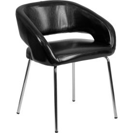 Global Industrial CH-162731-BK-GG Flash Furniture Contemporary Leather Side Reception Chair - Black - Fusion Series image.