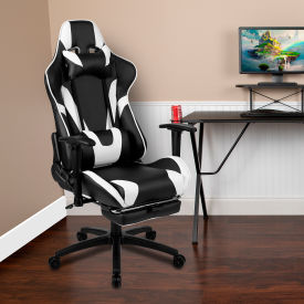 Global Industrial CH-187230-BK-GG Flash Furniture X10 Racing Style Gaming Chair w/Reclining Back & Footrest, LeatherSoft, Black image.