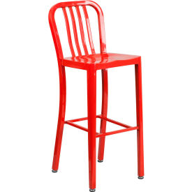 Flash Furniture 30"H Red Metal Barstool with Vertical Slat Back Flash Furniture 30"H Red Metal Barstool with Vertical Slat Back