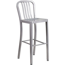 Global Industrial CH-61200-30-SIL-GG Flash Furniture 30" High Metal Indoor-Outdoor Bar Stool - Silver image.