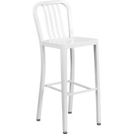 Flash Furniture 30"H White Metal Barstool with Vertical Slat Back 