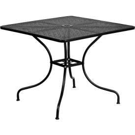 Flash Furniture Commercial Grade 35.5"" Square Black Indoor-Outdoor Steel Patio Table