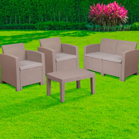 Flash Furniture® 4 Piece Faux Rattan Outdoor Sofa Set Light Gray