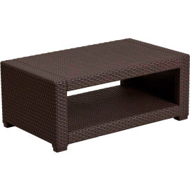 Global Industrial DAD-SF1-R-GG Flash Furniture Outdoor Faux Rattan Coffee Table - Chocolate Brown image.