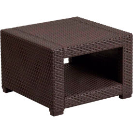 Global Industrial DAD-SF1-S-GG Flash Furniture Outdoor Faux Rattan End Table - Chocolate Brown image.