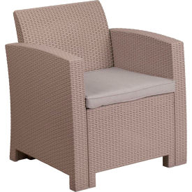 Global Industrial DAD-SF2-1-GG Flash Furniture® All Weather Faux Rattan Chair, Light Gray w/ Gray Cushion image.